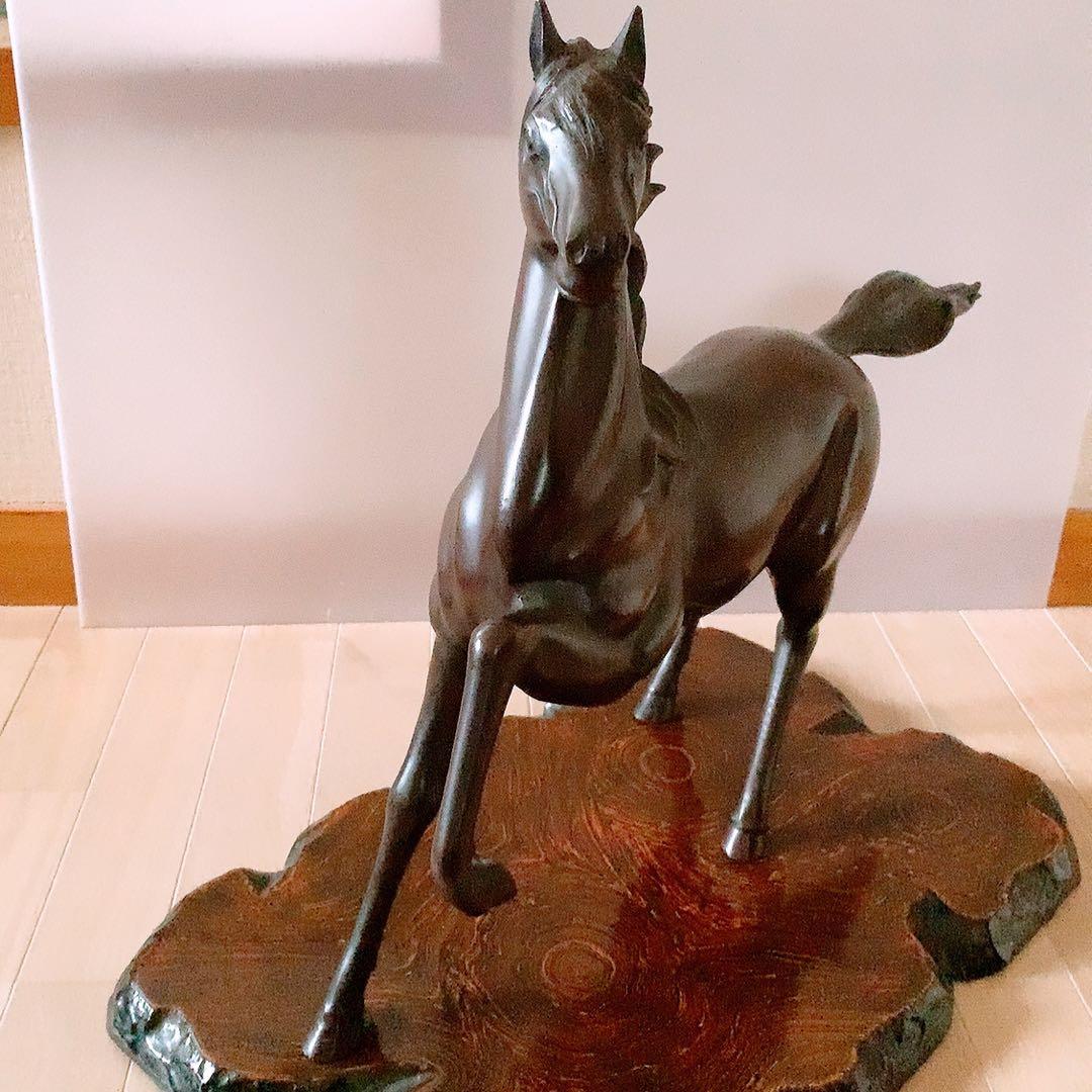敷台付き　高岡銅器　銅製馬　駿馬13号　環水　和雲　干支 馬 午 うま　美術鋳物