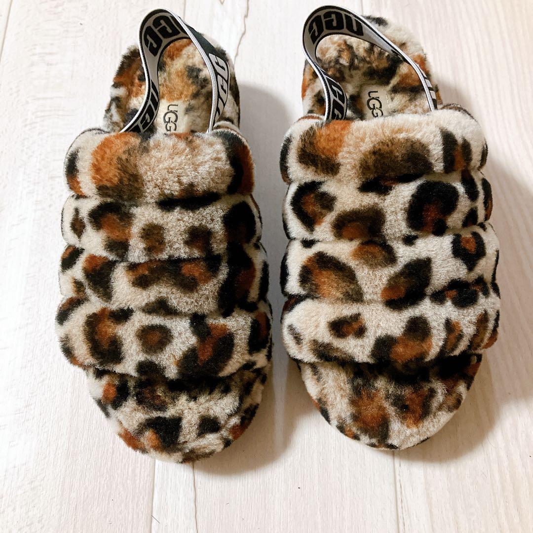 UGG フラッフ イヤー スライド サンダル レオパード 23㎝