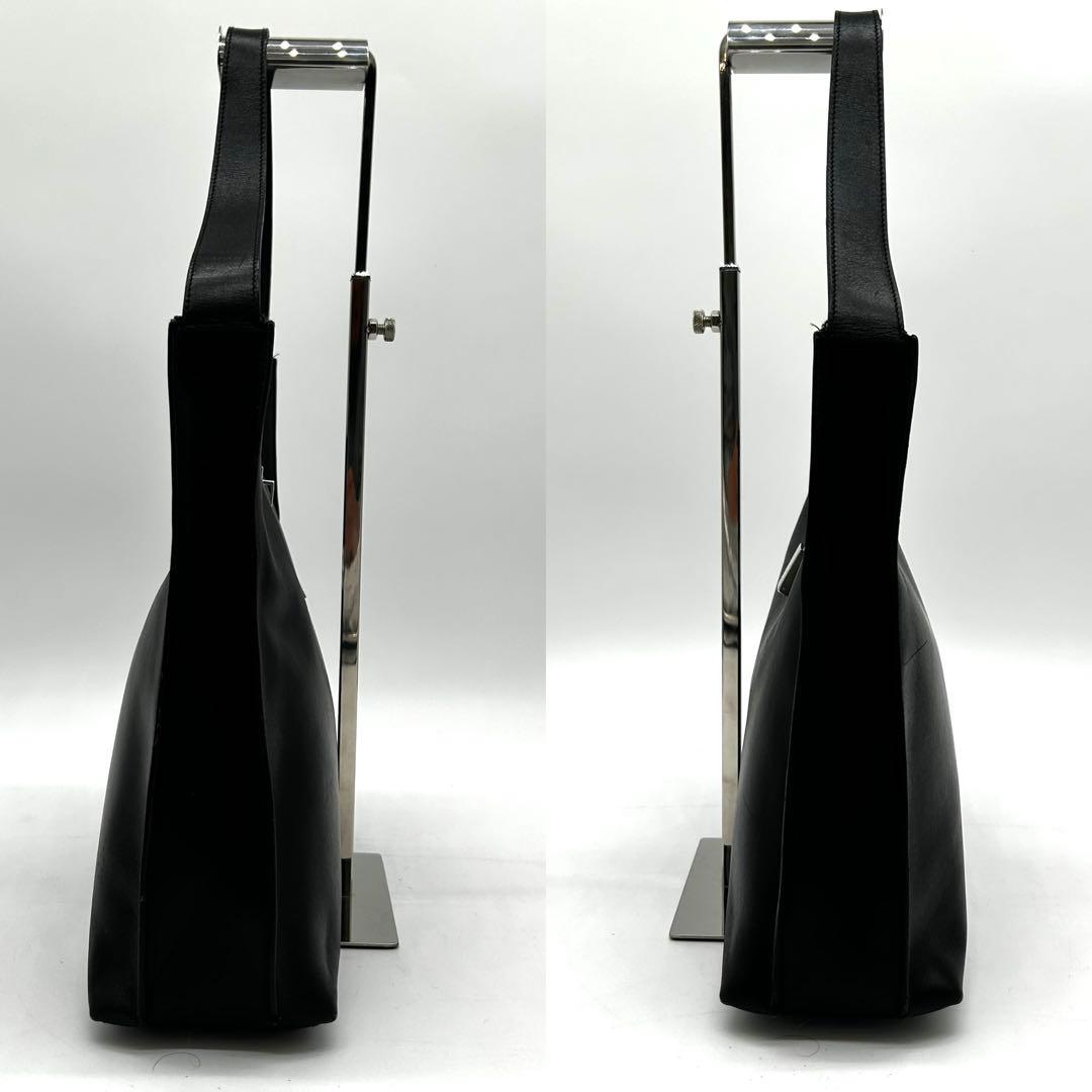 【美品】グッチ ワンショルダー バッグ 南京錠 シルバー金具 レザー 黒