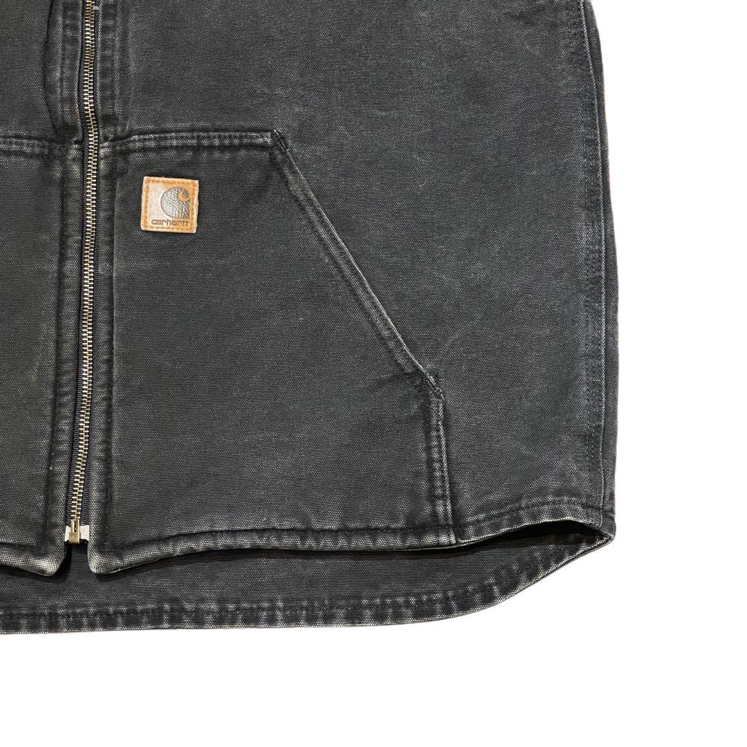 【L】Carhartt 裏フリース ダック ベスト 炭黒 ブラック カーハート