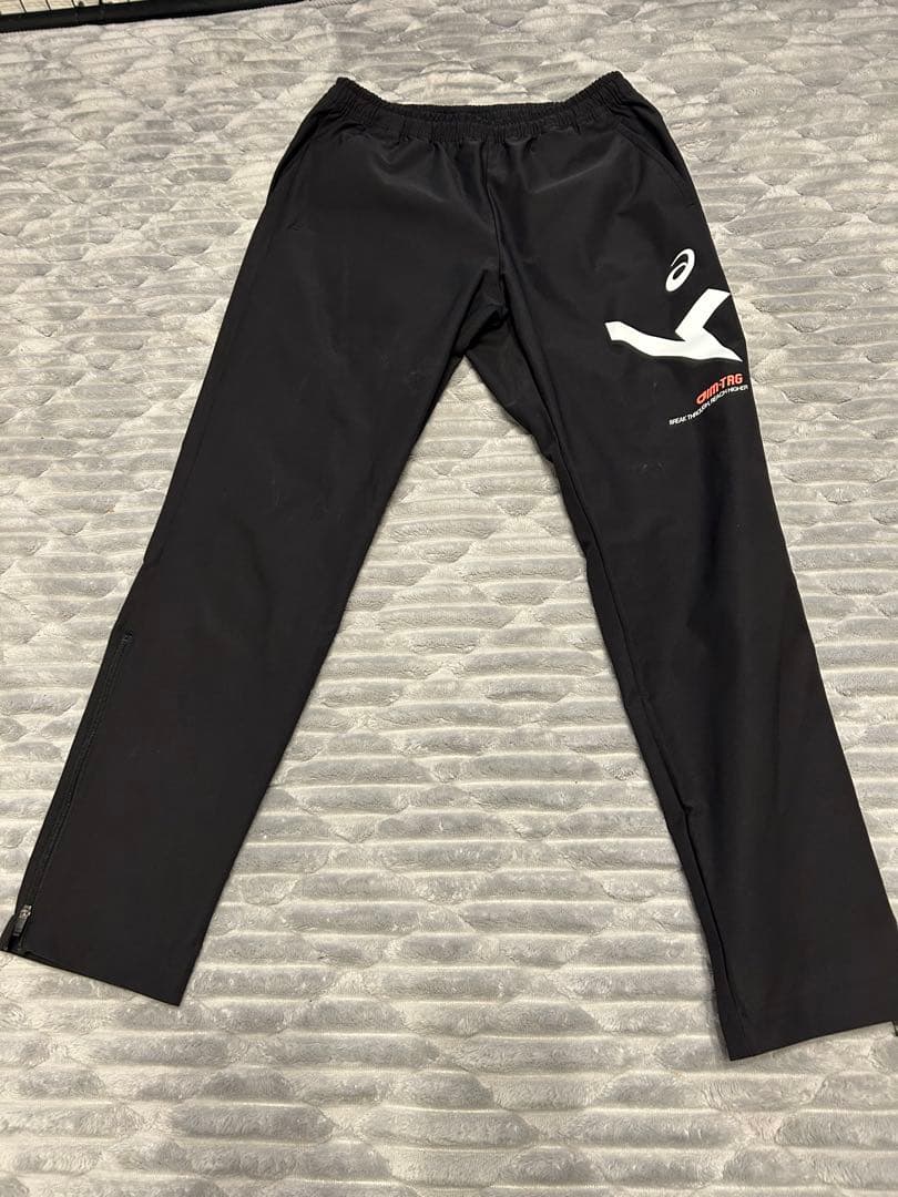 【美品】アシックス　ストレッチクロスジャケットパンツ　トレーニング上下　L 黒