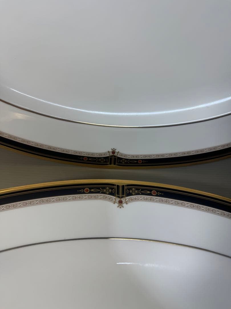 2627 オールドノリタケ　瑠璃片葉金蝕　楕円皿　2客　42cm 未使用