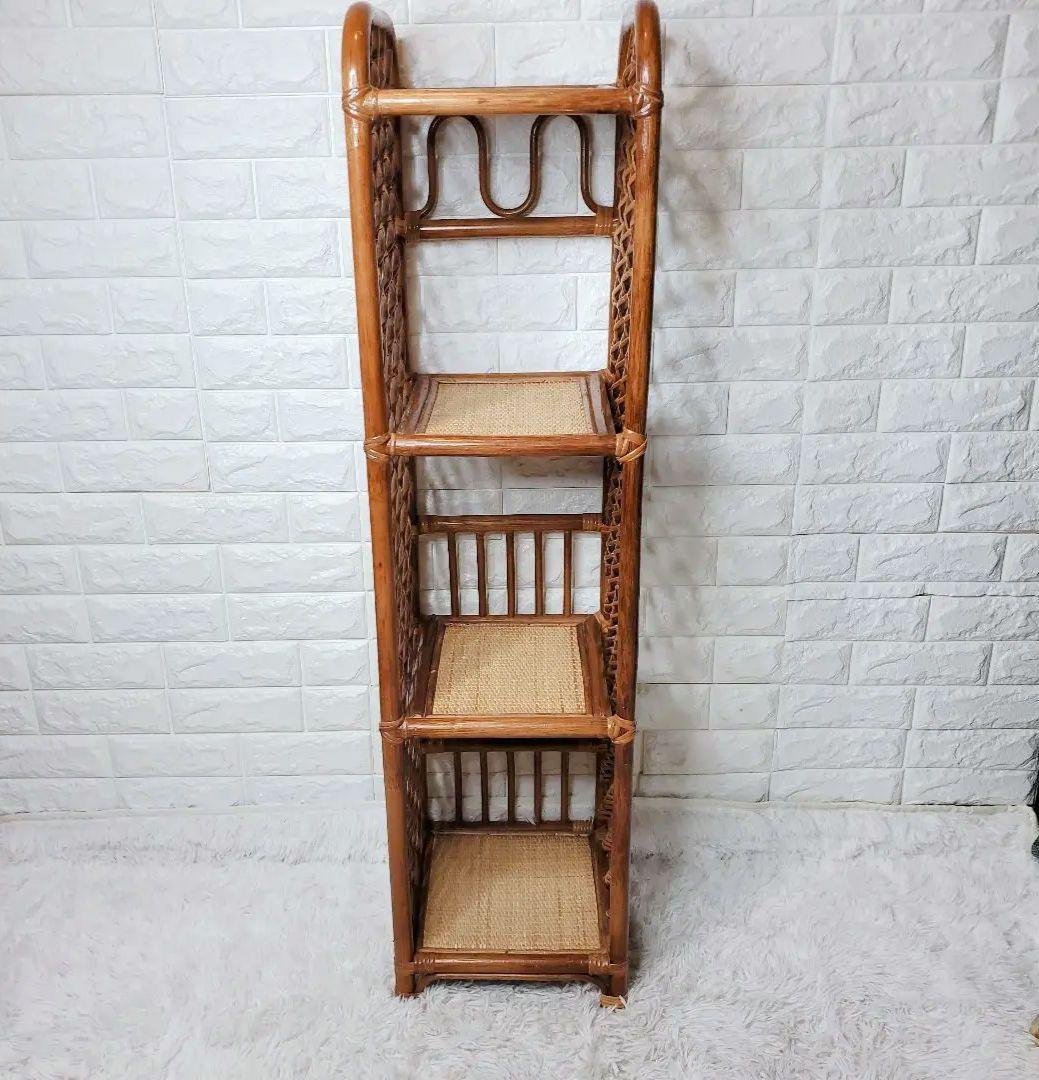 ヴィンテージ　Kazama　籐 ラタン シェルフ シェルフL　4段　自然素材