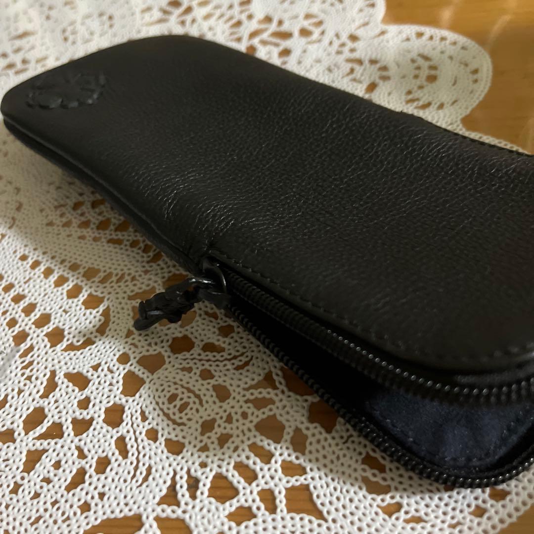 ブラックレザー メガネケース ジッパー式