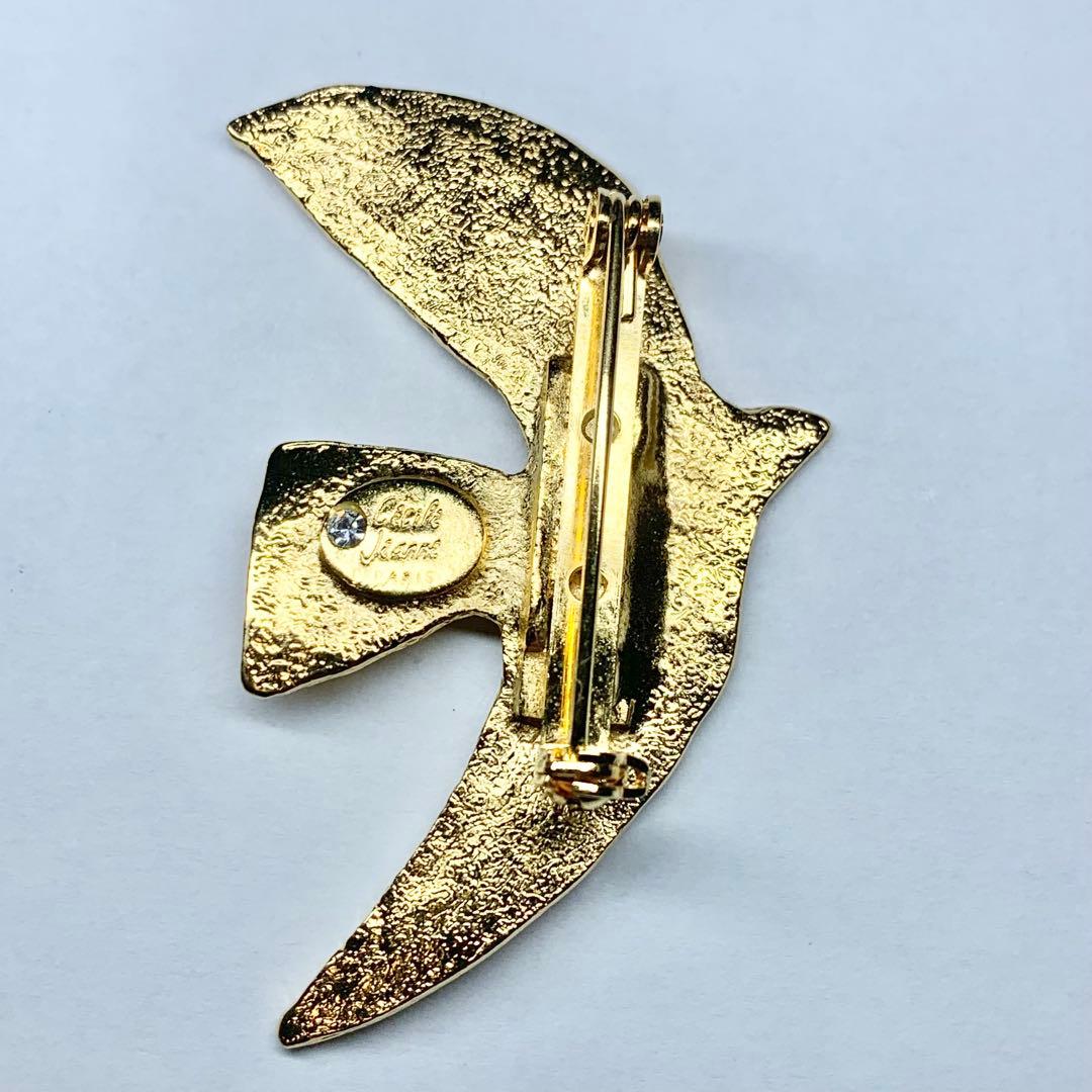 未使用級 セシルエジャンヌ ラ・コロンブ ブローチ 鳩 ハト 24金コーティング