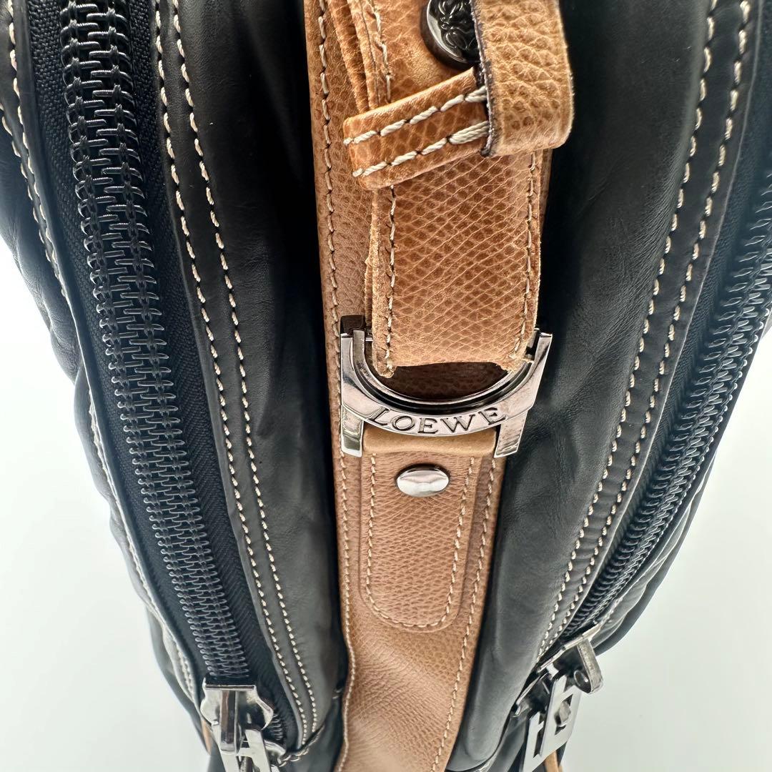 LOEWE ロエベ トラベル ビジネスバッグ レザー 鍵付き ブラック/ブラウン