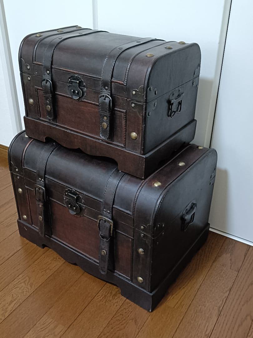 アンティーク 木製木箱 2個セット 大小