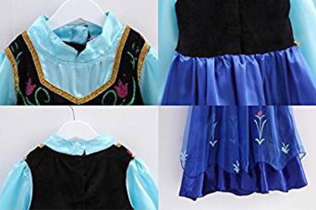 新品未使用 子供用 アナ雪のロングドレスセット 衣装 Wig付き キッズコスプレ