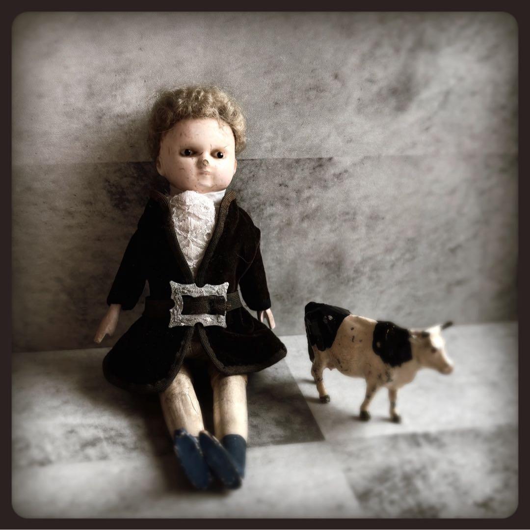 レアアンティーク　 ブロンドの男の子 ショルダーヘッドワックスドール