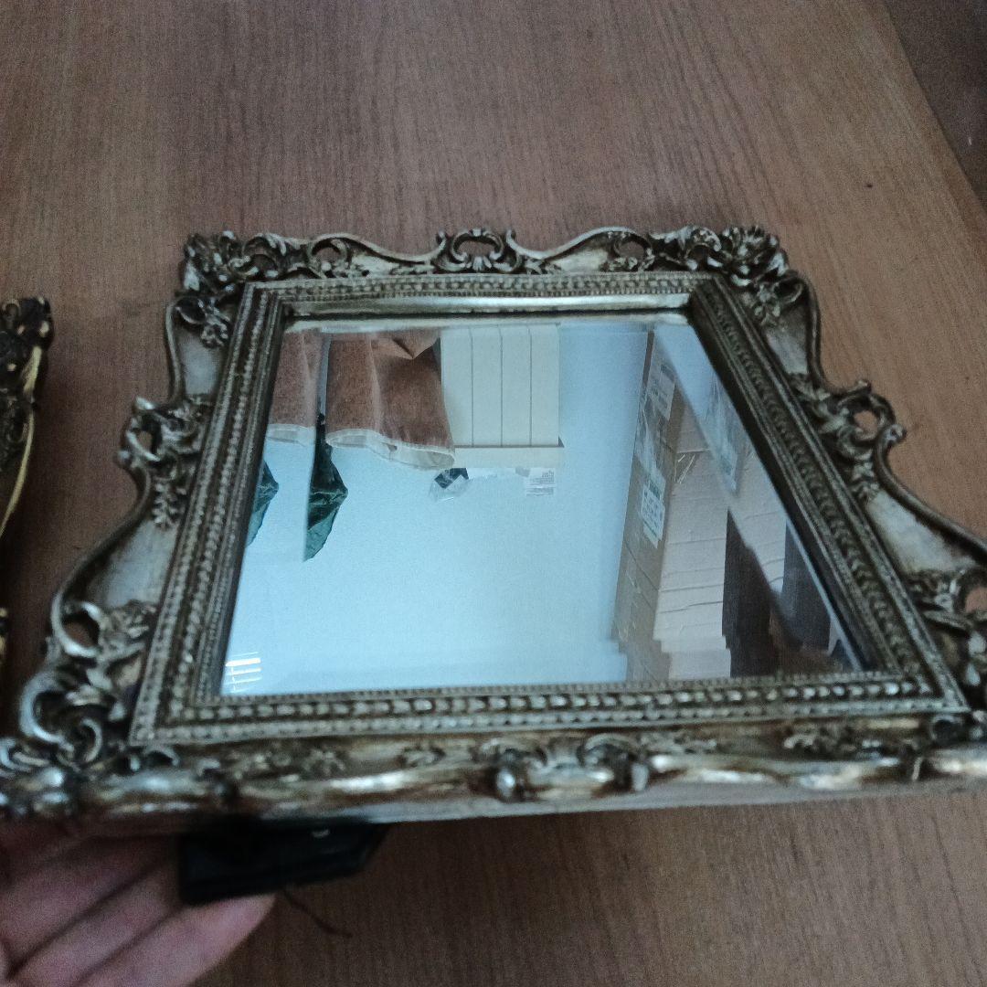 美品　ロココ調アンティーク仕上げ　鏡2枚セット