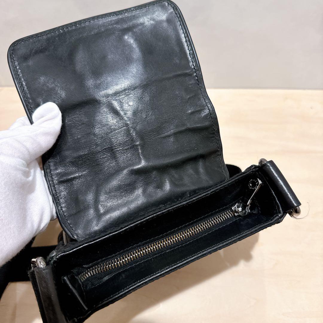 DOLCE&GABBANA ドルガバ ミニショルダーバッグ ナイロン レザー 黒