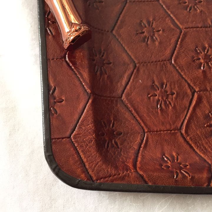 皮革工芸 お盆 トレー 未使用品