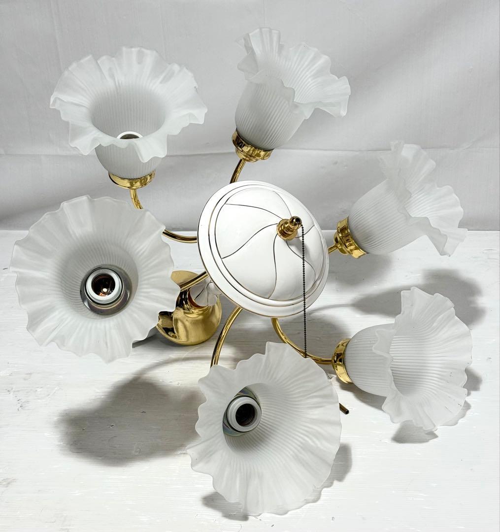 希少♪陶器 ODELIC オーデリック シャンデリア 6灯 フロストガラス