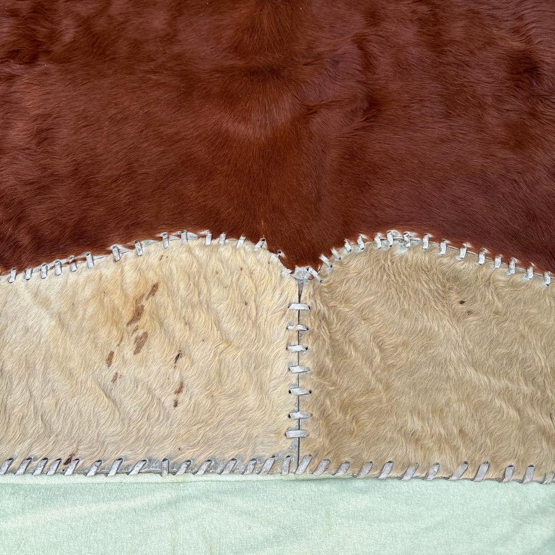 カウラグ　ハラコラグマット　大型　ヴィンテージ　本革　牛革ラグ　パッチワークラグ