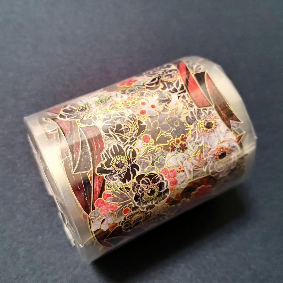 巻売 145★ 海外 マスキングテープ マステ PET 装飾 花 金ホロ