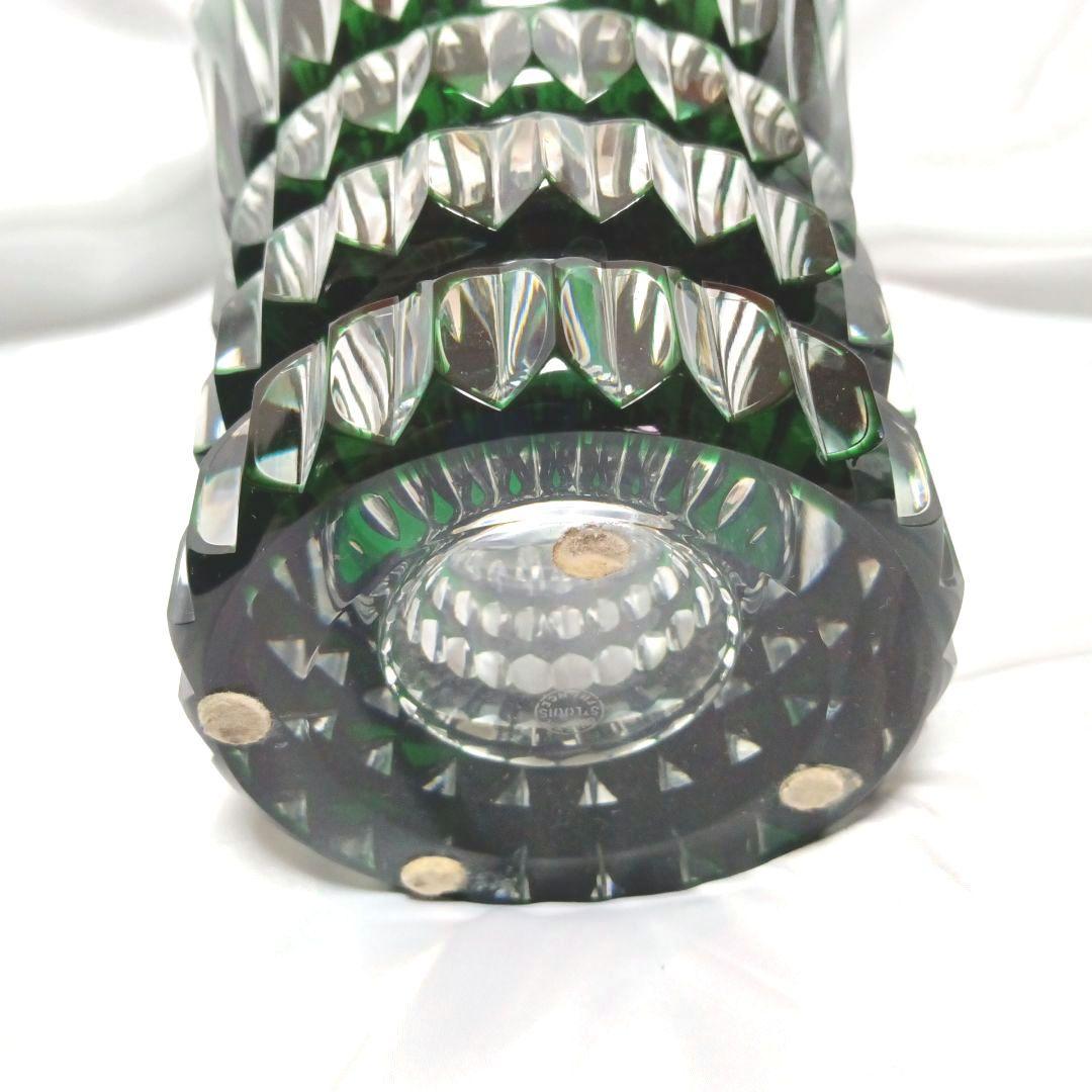 【最高級クリスタル】サンルイクリスタル　花瓶　フラワーベース　グリーン