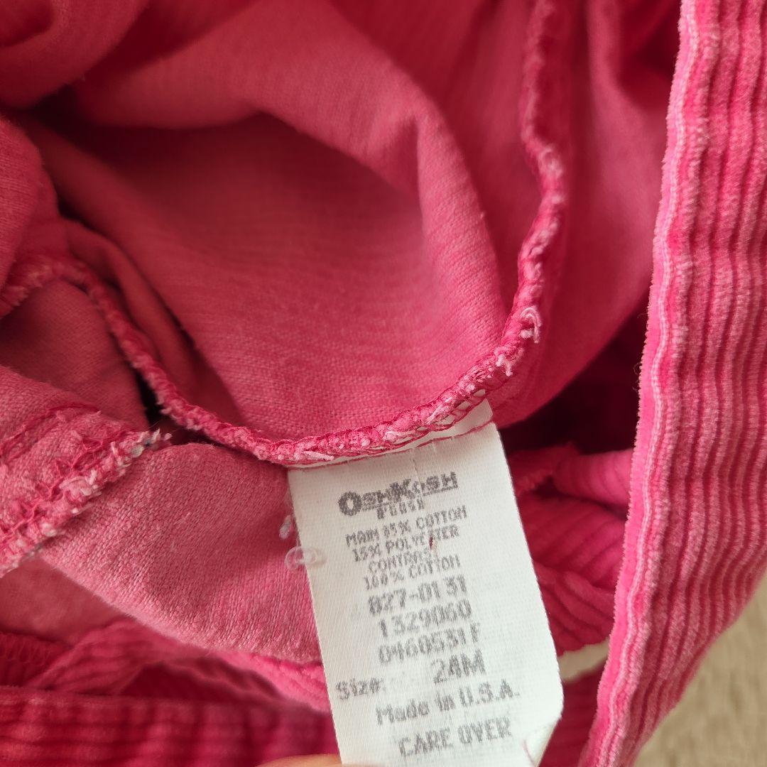 OshKosh☆ピンクロンパース　コーデュロイ　花柄　80年代　USA製　24М