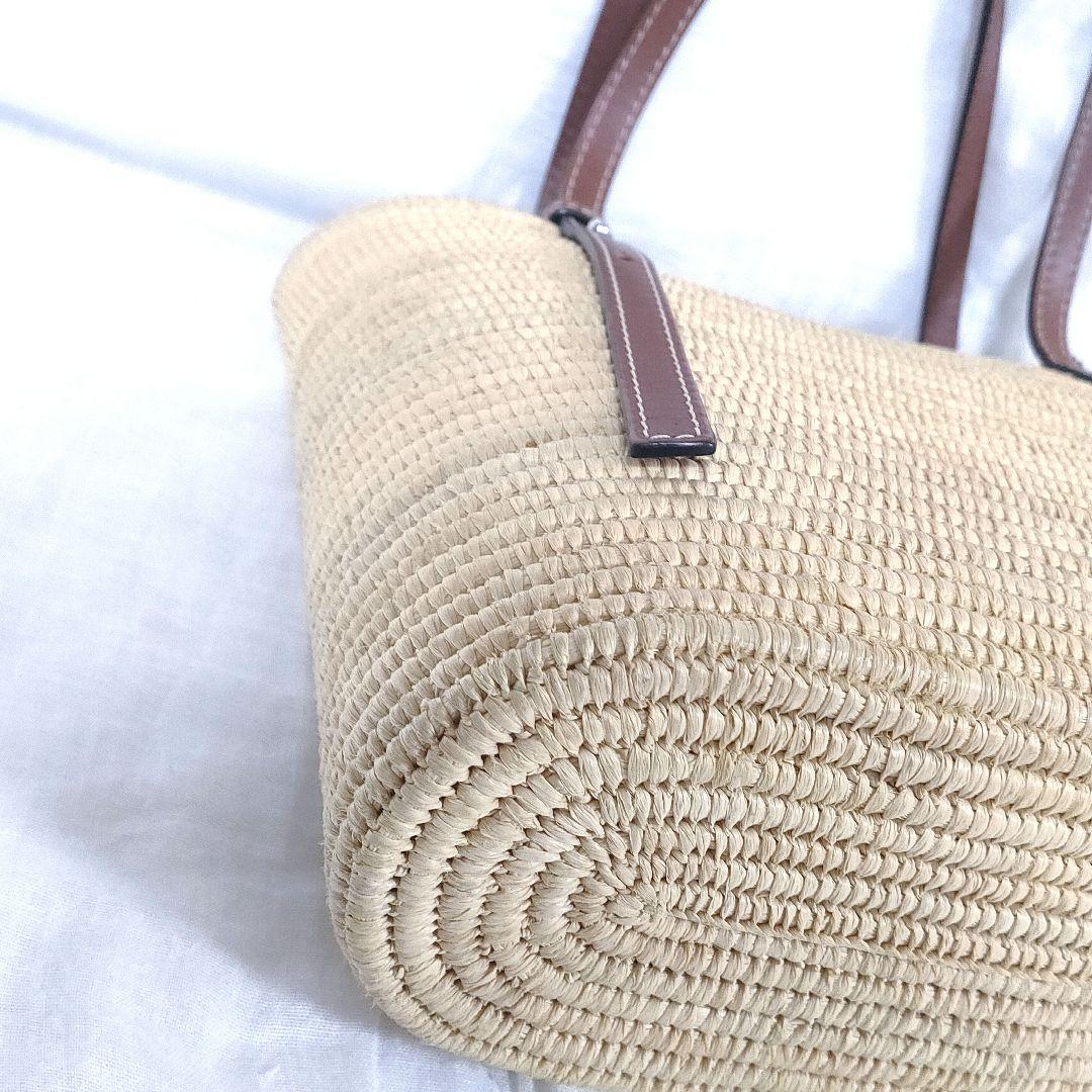 百鬼 ロエベ スクエア バスケット トートバッグ スモール ベージュ かご