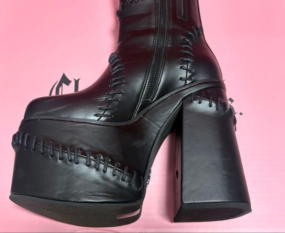 Charla Tedrick チャンキーヒールブーツ 14cmソール 厚底ブーツ