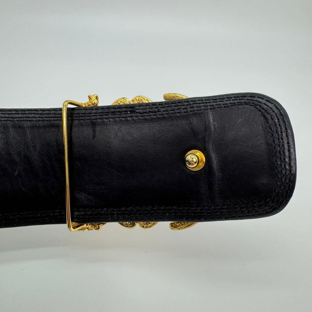 【美品☆激レア】ロエベ　ベルト　アナグラム　スタッズ　ゴールド金具　レザー　黒