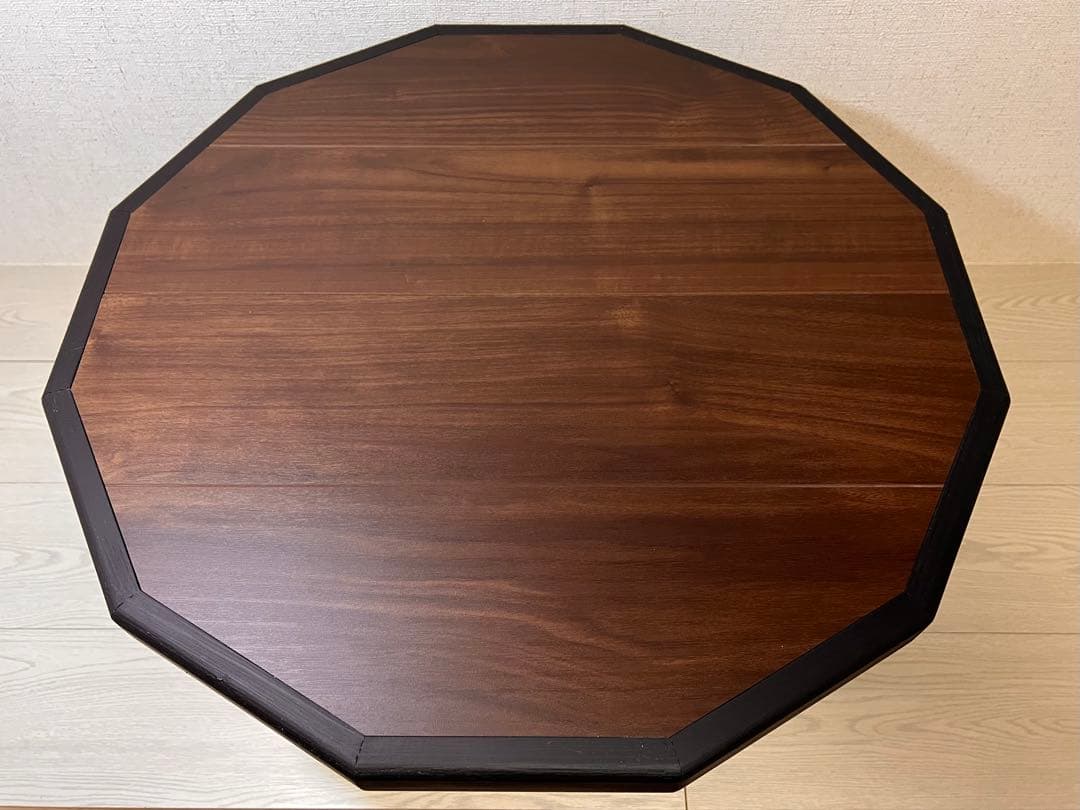 座卓・ちゃぶ台・ローテーブル 正12角形ブラウンブラックテーブル　キャンプにも♪