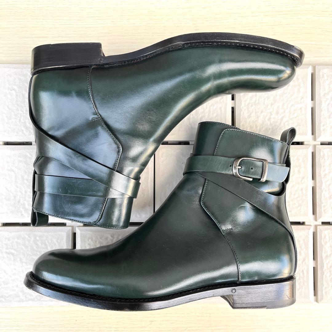 40 SARTORE ショートブーツ　グリーン　メンズ　レザー　25 緑