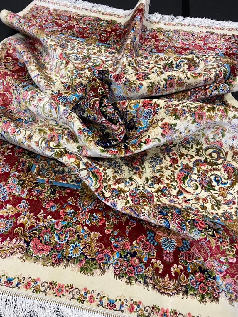 最高級希少作 ペルシャ絨毯 イラン クム産シルク100% 手編み　289万ノット