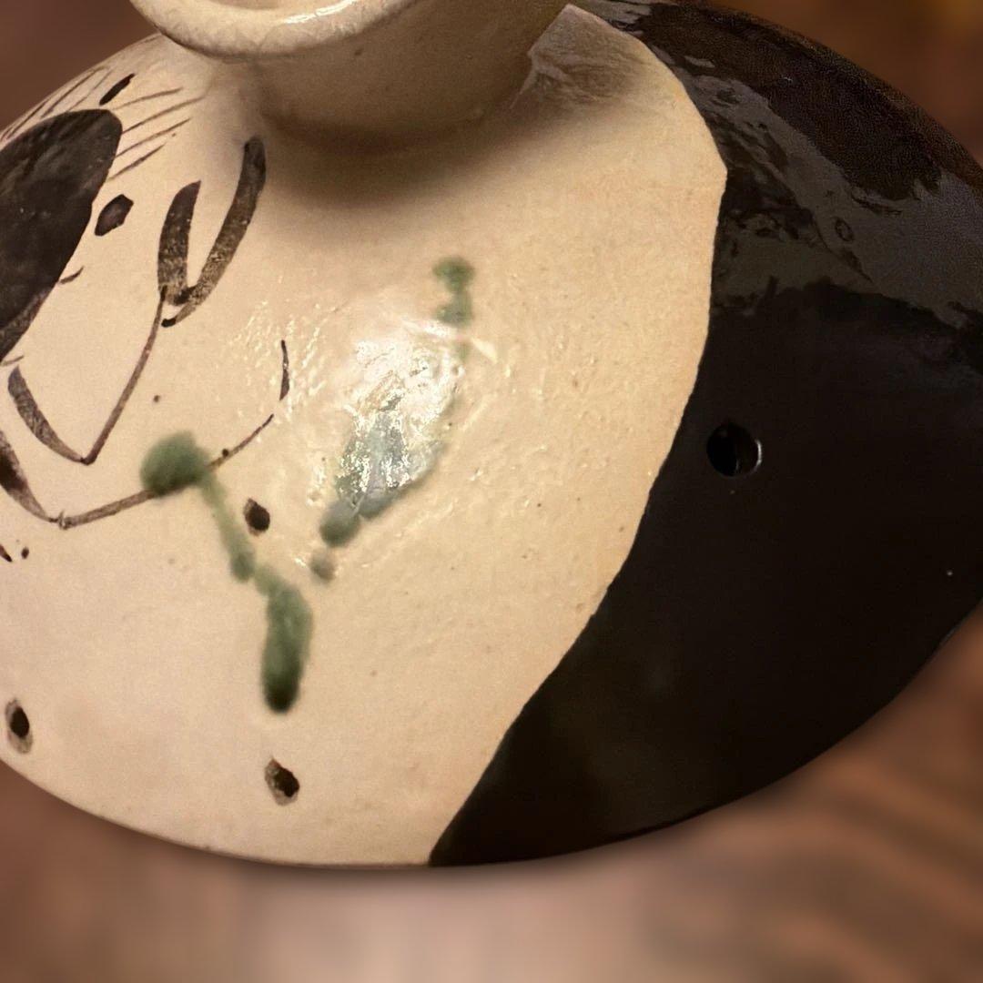 【友野】中垣連次 美濃焼 黒織部 手造り土鍋 逸品作