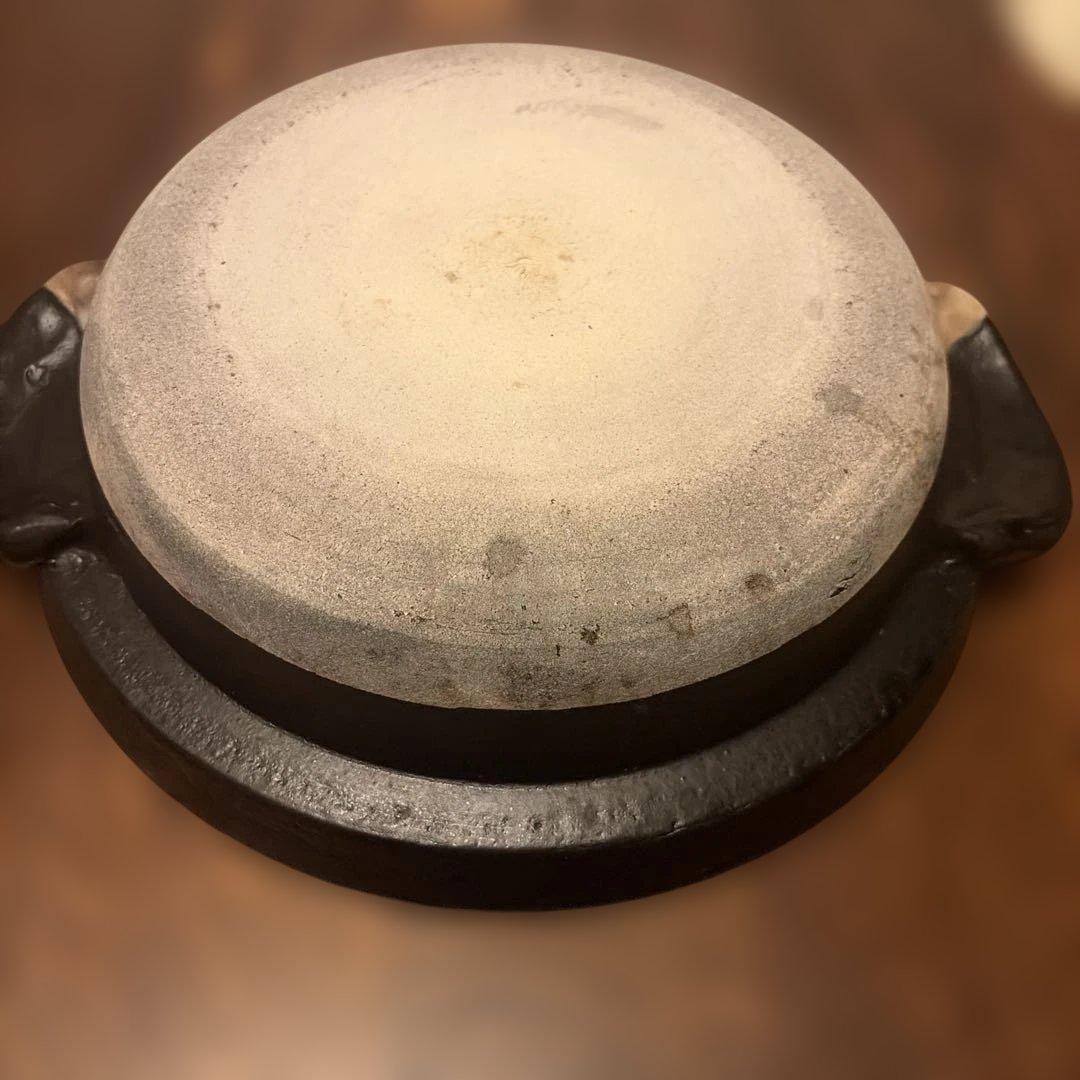 【友野】中垣連次 美濃焼 黒織部 手造り土鍋 逸品作