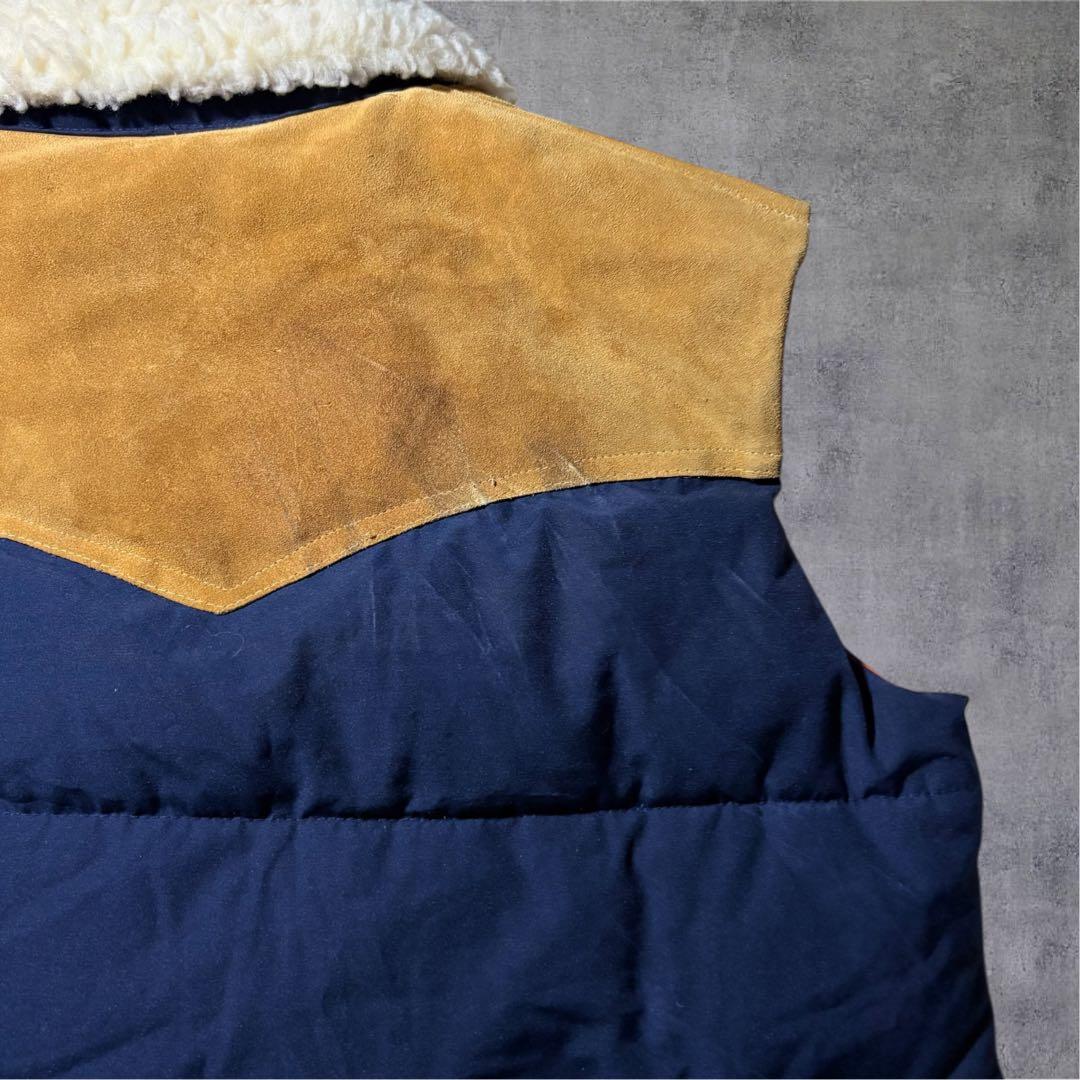 USA製 William Barry レザー切替 ダウンベスト キャメル L