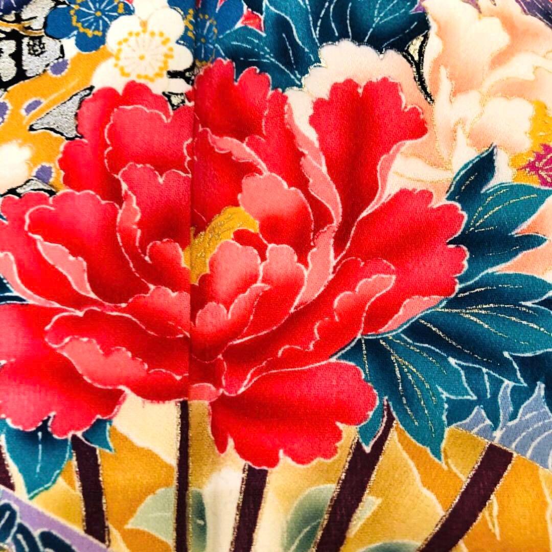 正絹振袖安心フルセット‼️ピンク赤系⭐︎美しい四季の花⭐︎鳥古典柄金彩⭐︎逸品