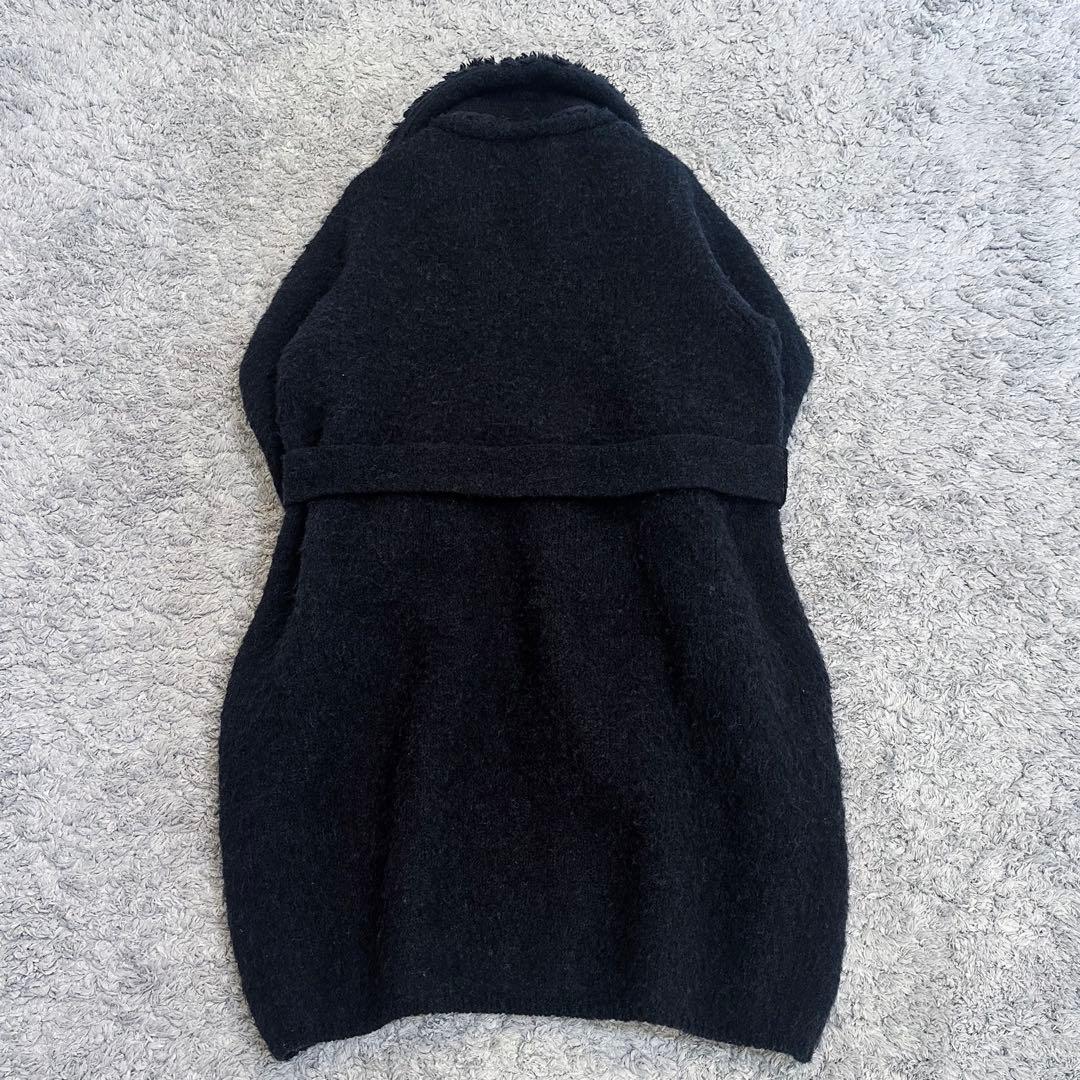 【異素材mix／コットンボア× 縮絨ウールニット】45rpm／ベルテッドコート