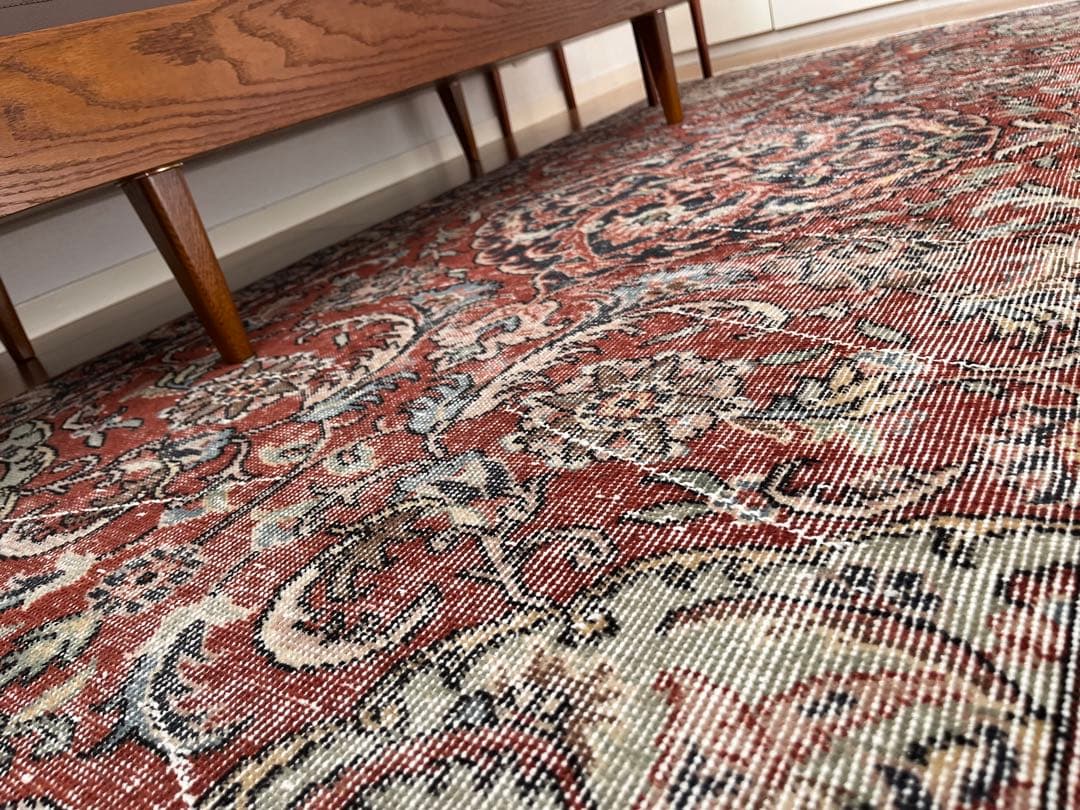 【Nica】トルコヴィンテージラグ　ブラウンレッド