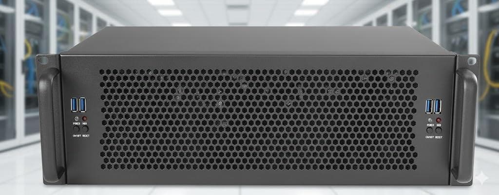 3U ラックマウントサーバーシャーシ、ブラックメタル、工業グレード