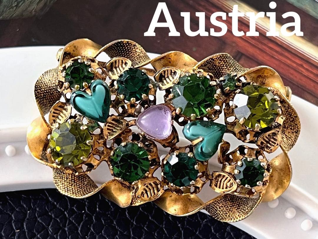 KKS様希少デザイン！Austria アートガラスヴィンテージ ブローチ9743