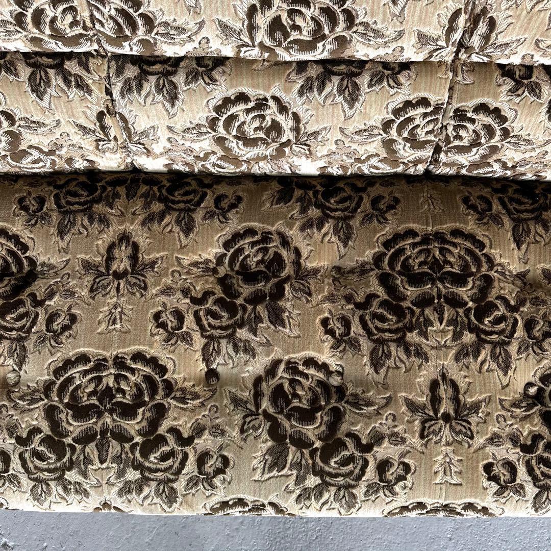 ✦昭和レトロ✦ 花柄モケット 3人掛けソファ 木製アンティーク調 応接ソファー