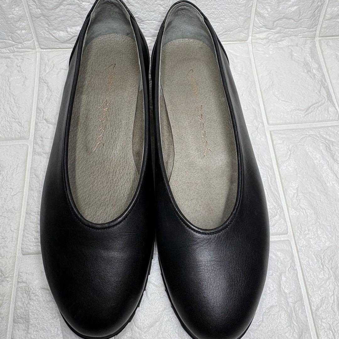 セール‼️【美品】 ヨーガンレール フラットシューズ レザー ブラック 23.5