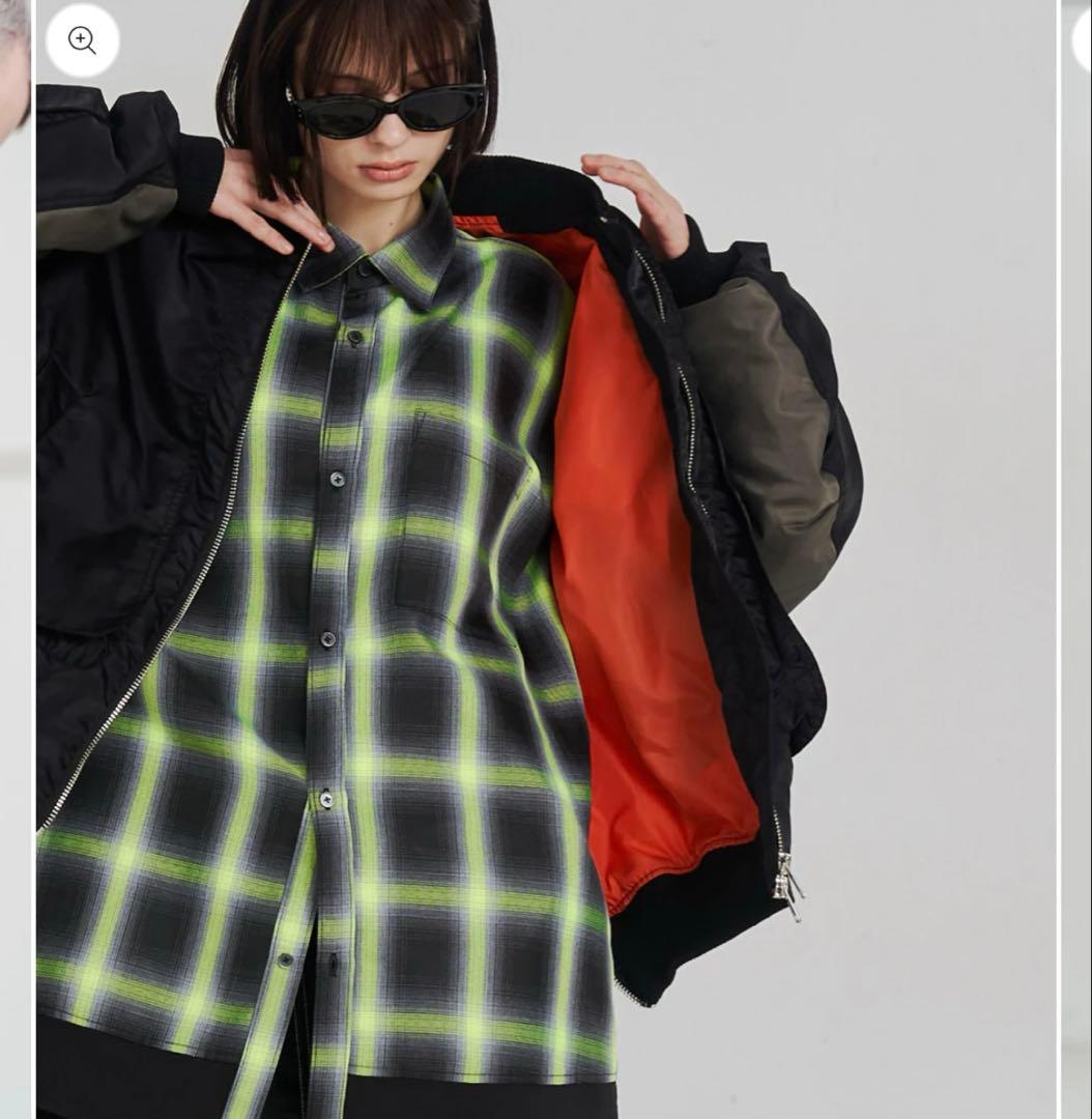 seesew SOLID CHECK OVER SHIRTS 長袖シャツ