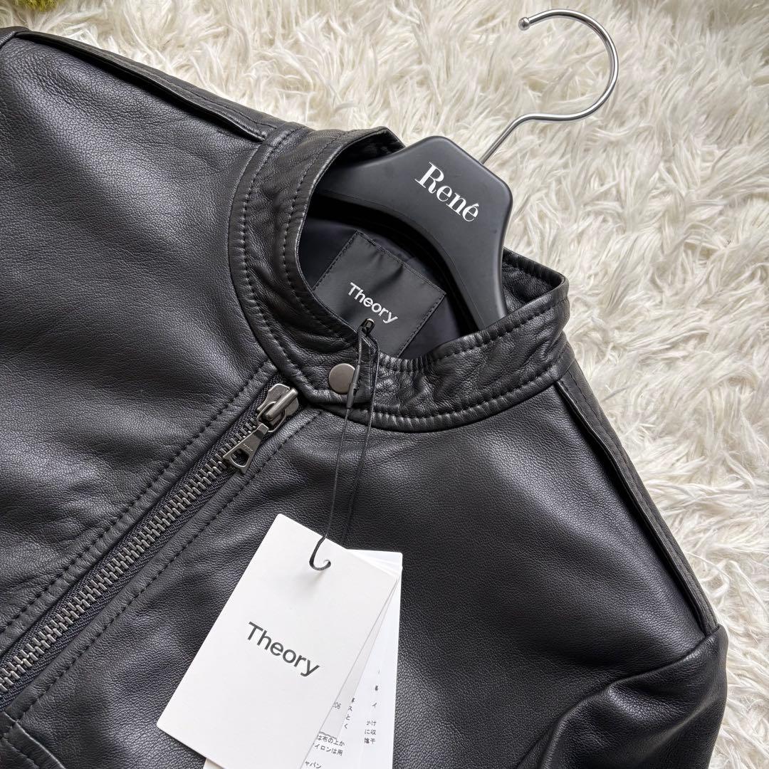 新品タグ付き♡セオリー シングルライダース レザージャケット 羊革 黒 S