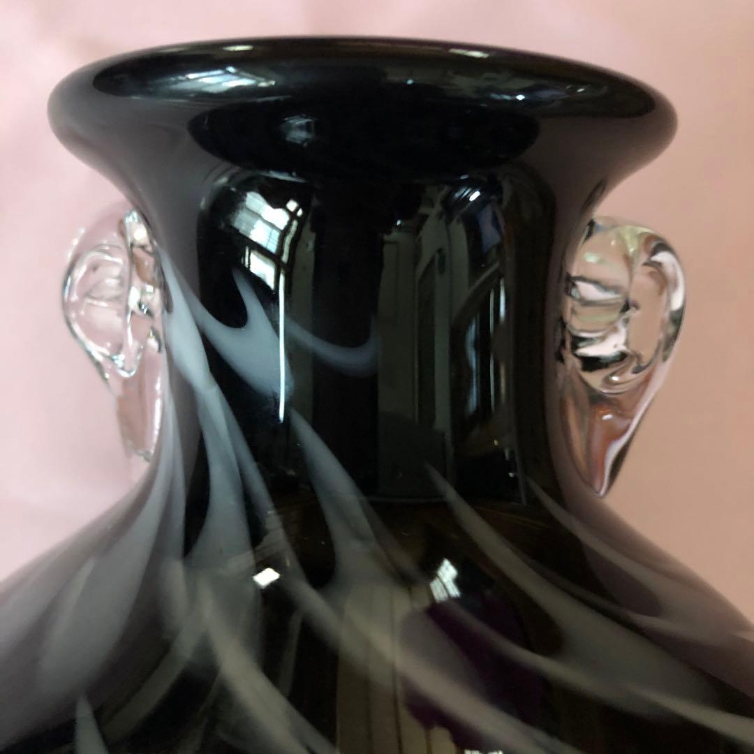 津軽びいどろ　ガラス　花瓶　F62788 廃盤　ブラック
