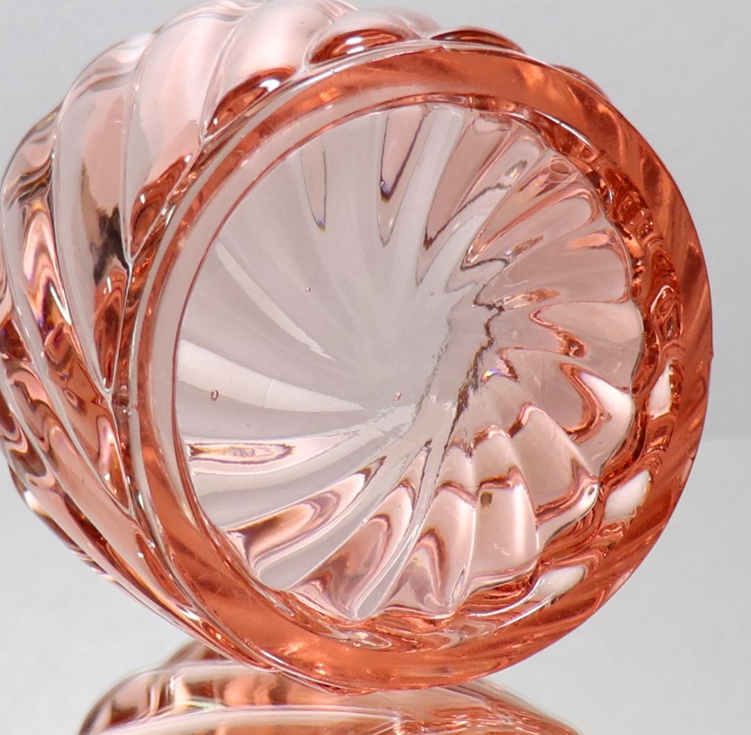 オールド・バカラ 珍品 バンブー レアカラー 桃色丸型ラージサイズ蓋物 570g