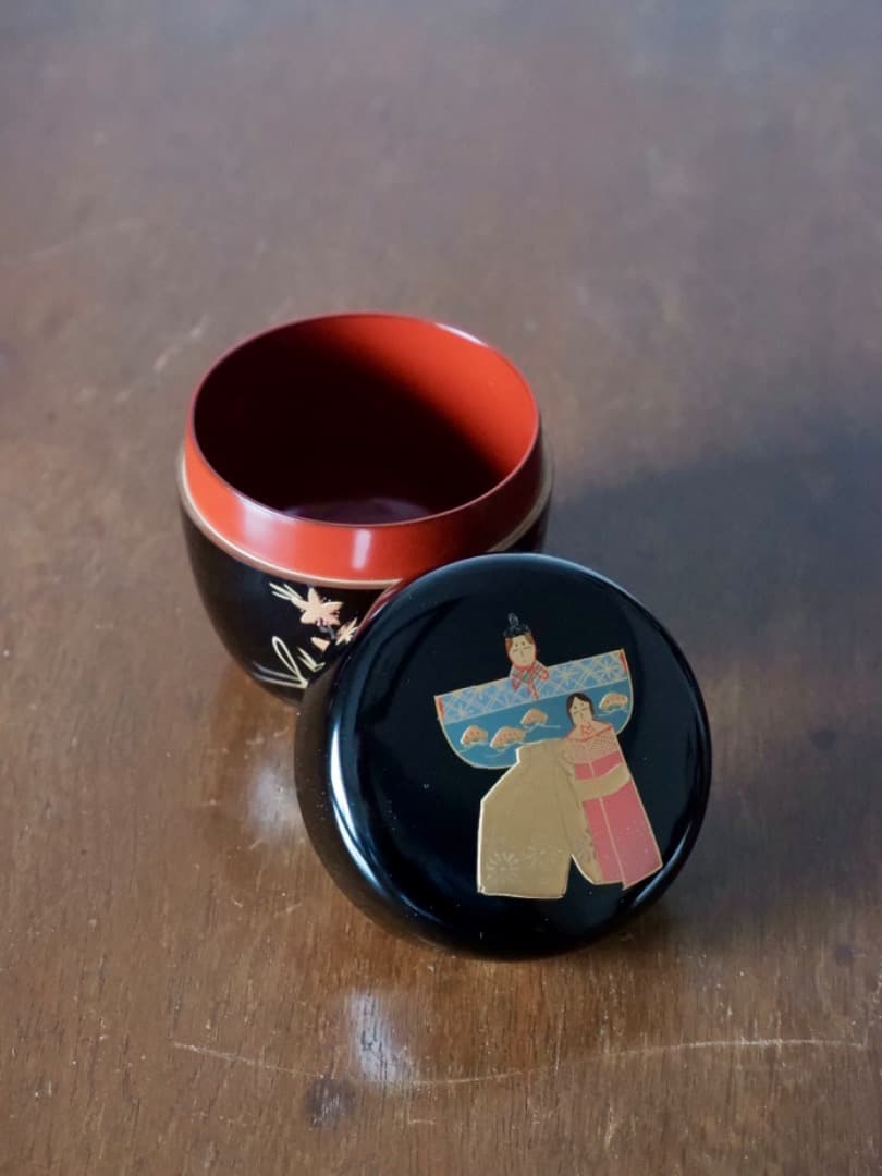 北村葵春　雛蒔絵　中棗　漆工芸　茶器　茶道具　箱付　Q2279