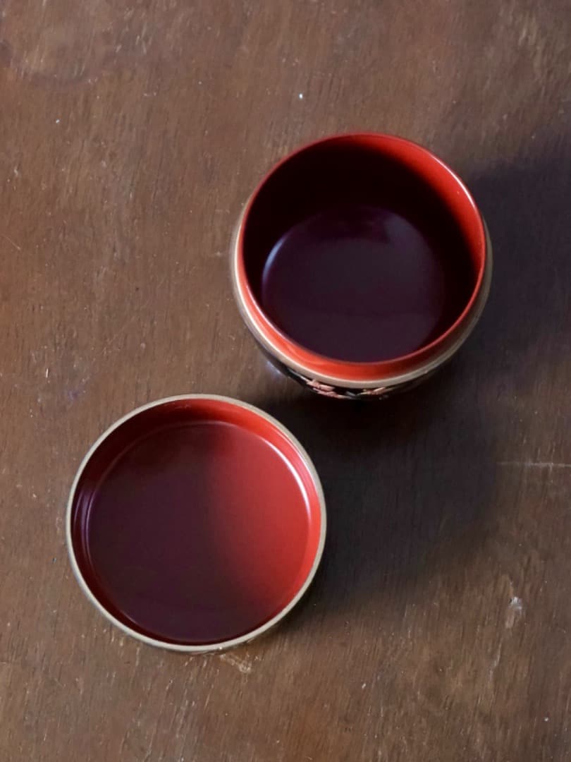 北村葵春　雛蒔絵　中棗　漆工芸　茶器　茶道具　箱付　Q2279