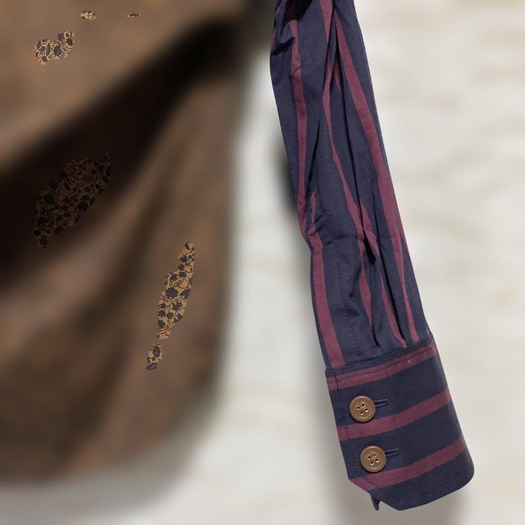 ヴィヴィアンウエストウッド変形デザイン長袖シャツストライプ、ボタニカル