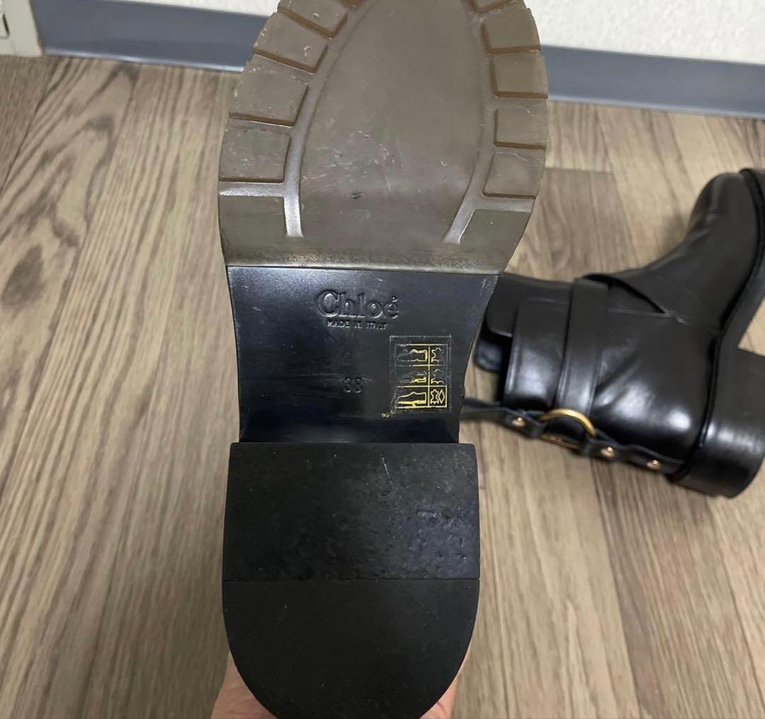 Chloe レザー クロスバックルアンクルブーツ