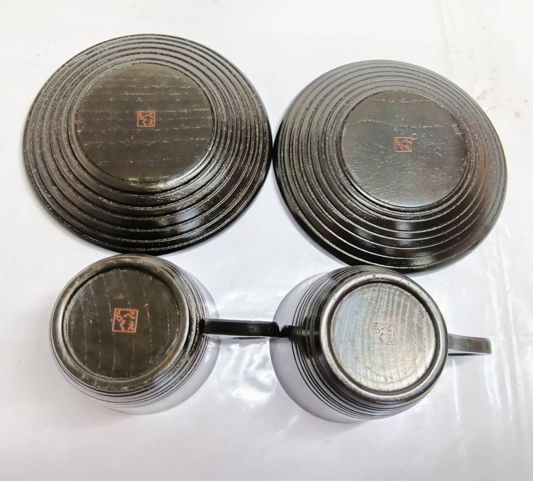 もくべえ 天然木 漆塗 ティーカップ&ソーサー ペア2客