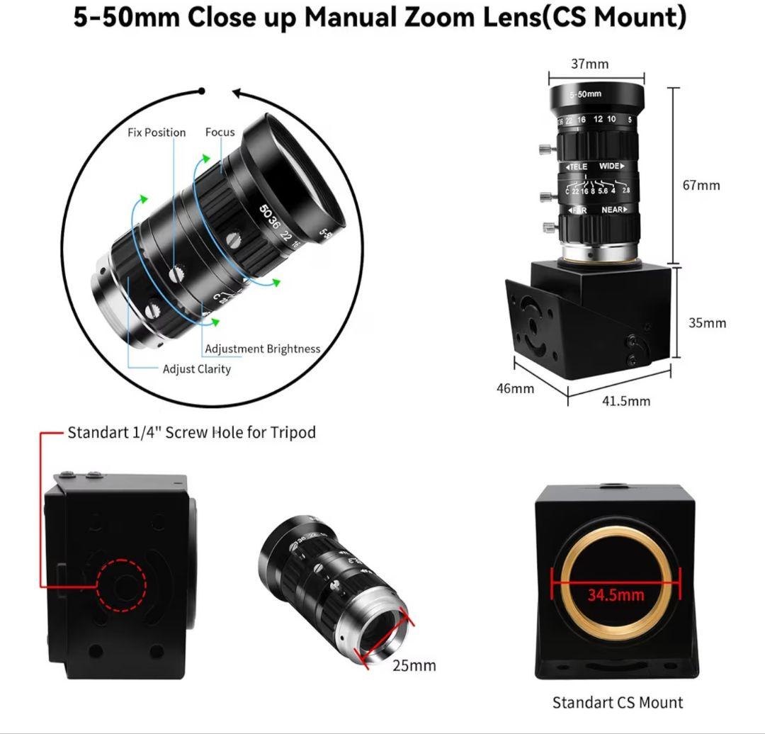 ELP 48メガピクセル USBカメラ 8K ウルトラHDカラー