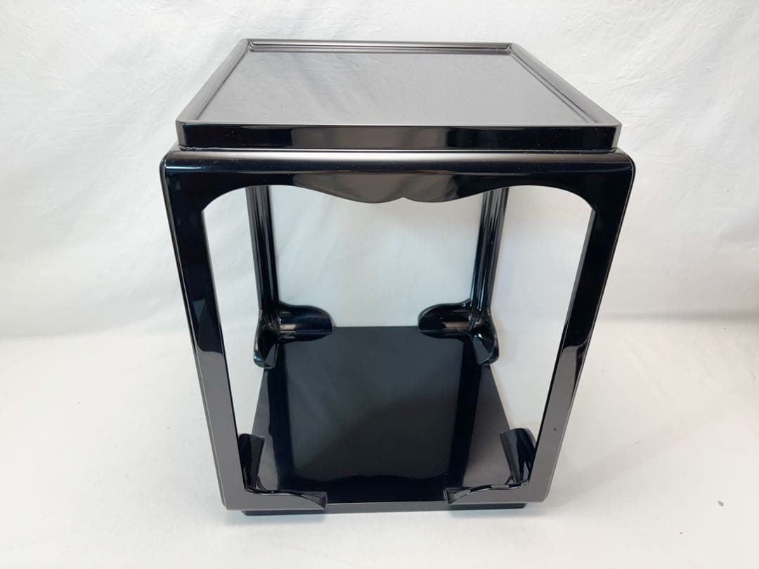 未使用 茶道具 戸塚富悦造 木製黒真塗 高麗卓 水指棚 共布 共箱