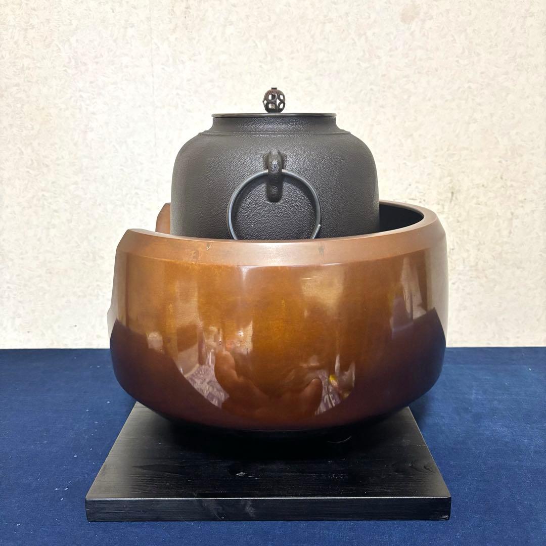 風炉/茶釜/電熱器/唐銅面取風炉/尻張釜/野々田電熱器/敷板/香入れ/茶道具