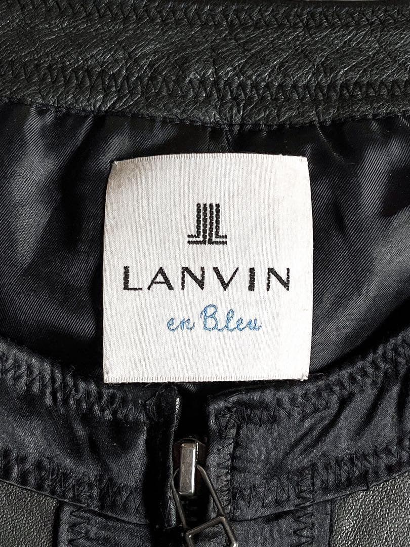【LANVIN en bleu】ランバンオンブルー ノーカラーレザージャケット
